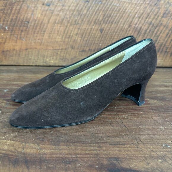 Yves Saint Laurent YSL Classic Brown Suede Pump Heels Size 7 - Picture 1 of 11